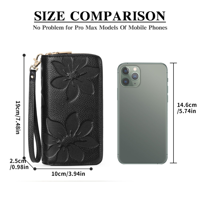 FALAN MULE Women's Leather Wallet Wristlet RFID photo 3