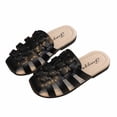 thumbnail image 4 of Virmaxy Toddler Baby Girls Slides Slipper Open Toe Knitted Hollow Out Flat Slides Slipper Comfort Premium Summer Outdoor Casual Beach Shoes Pool Shower Slippers For Kids Black-B 2, 4 of 8