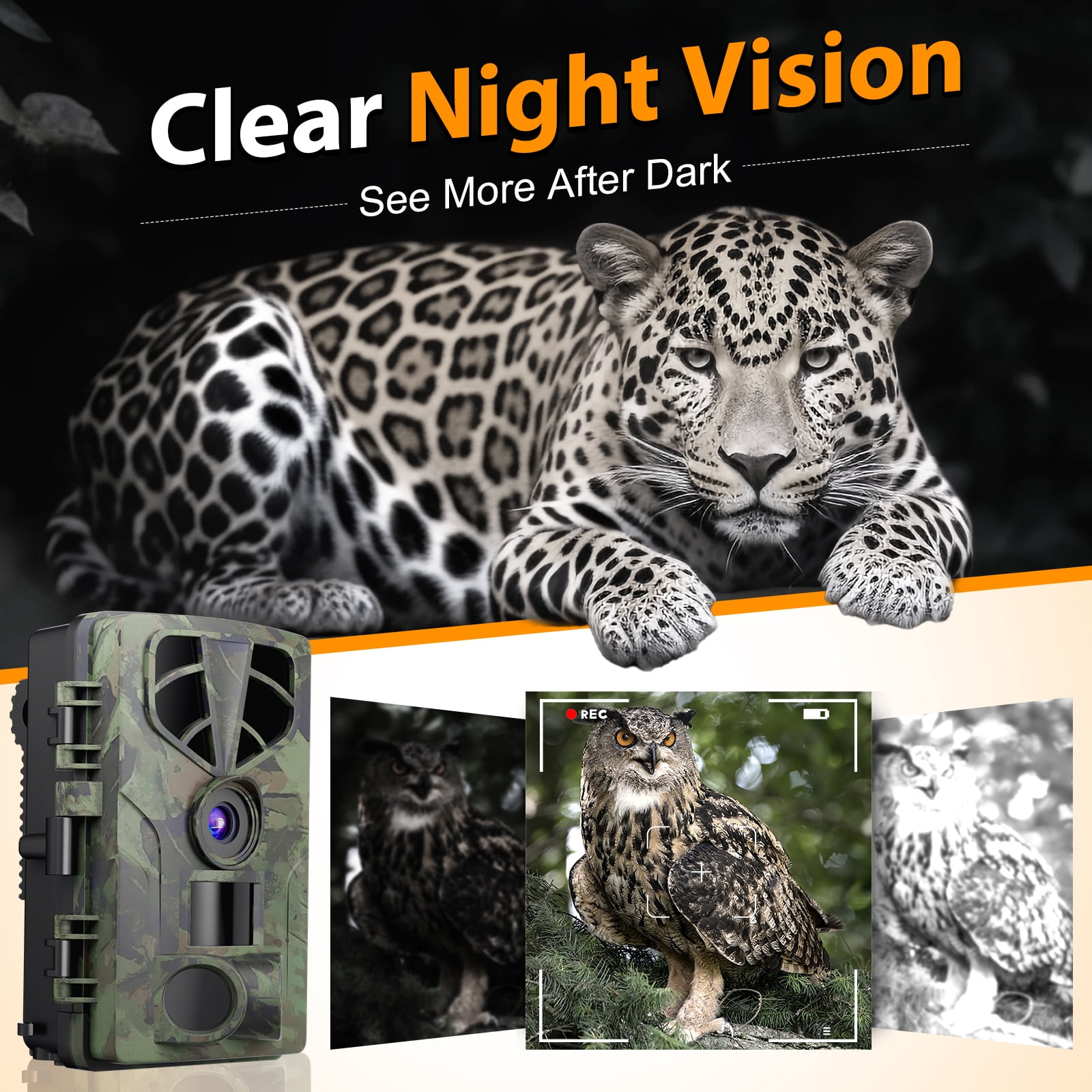 QUNSE Trail Camera, WiFi Bluetooth 60MP/8K Game Camera with 0.2s Trigger, No-Glow Night Vision 65ft, 120° Wide Angle, IP66 Waterproof, 2" Screen, 8GB SD Card Included