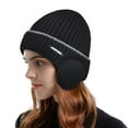 thumbnail image 2 of Audhol Winter Hats for Women Women's Foldable Handmade Ear Protection Warm Wool Cap Cotton Slouchy Hat Knitted Hat Windproof Cold Sweat Hat Beanie for Women Black One Size, 2 of 5