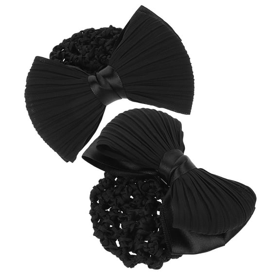 OUNONA 2pcs Hair Bun Net Women Bowknot Hair Bun Cover Bun Bow Headdress Stylish Hair Snood with Barrette for Ballet Office or Party Hairstyles