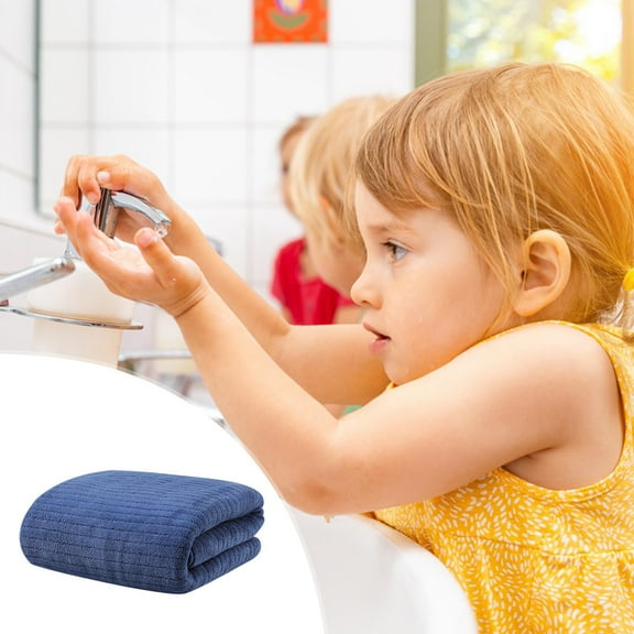 Oggfader Hand Towels for Bathroom 2PC Velvet Towel For Adult Daily Use At Home Absorbent Dry Hair Towel That Does Not Hair Beach Towel Strip Patterned Bath Towel Dark Blue