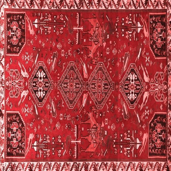 Ahgly Company Indoor Square Persian Red Traditional Area Rugs, 7' Square