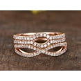 thumbnail image 2 of 3 bridal ring set half eternity matching band split shank band curved U Moissanite Diamond wedding bands with 18k Gold Plating, 2 of 7
