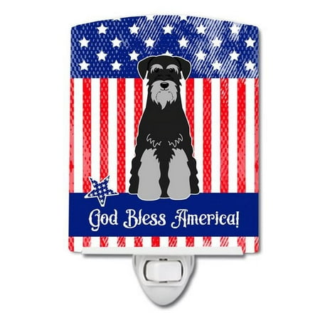 

Patriotic USA Standard Schnauzer Black & Grey Ceramic Night Light
