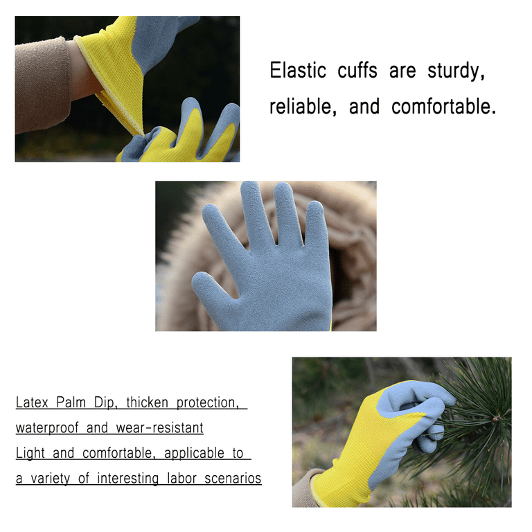 3 Pairs Kids Gardening Gloves, Kids Rubber Coated Garden Work