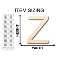 thumbnail image 2 of Unfinished Wood Arial Letter Z Shape - Craft - up to 46" DIY 18" / 1/4", 2 of 3