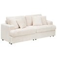 thumbnail image 2 of 79.3 Inches Long, Corduroy Sofa with 4 Matching Toss Pillows Sleek Design Spacious and Comfortable 3 Seater Couch for Modern Living Room (White), 2 of 9