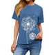 thumbnail image 5 of Camiseta Cuello Redondo Estampado Mujer Tops Poliéster Manga corta Tela de verano, Azul claro, L Noticed AP002414-13, 5 of 7
