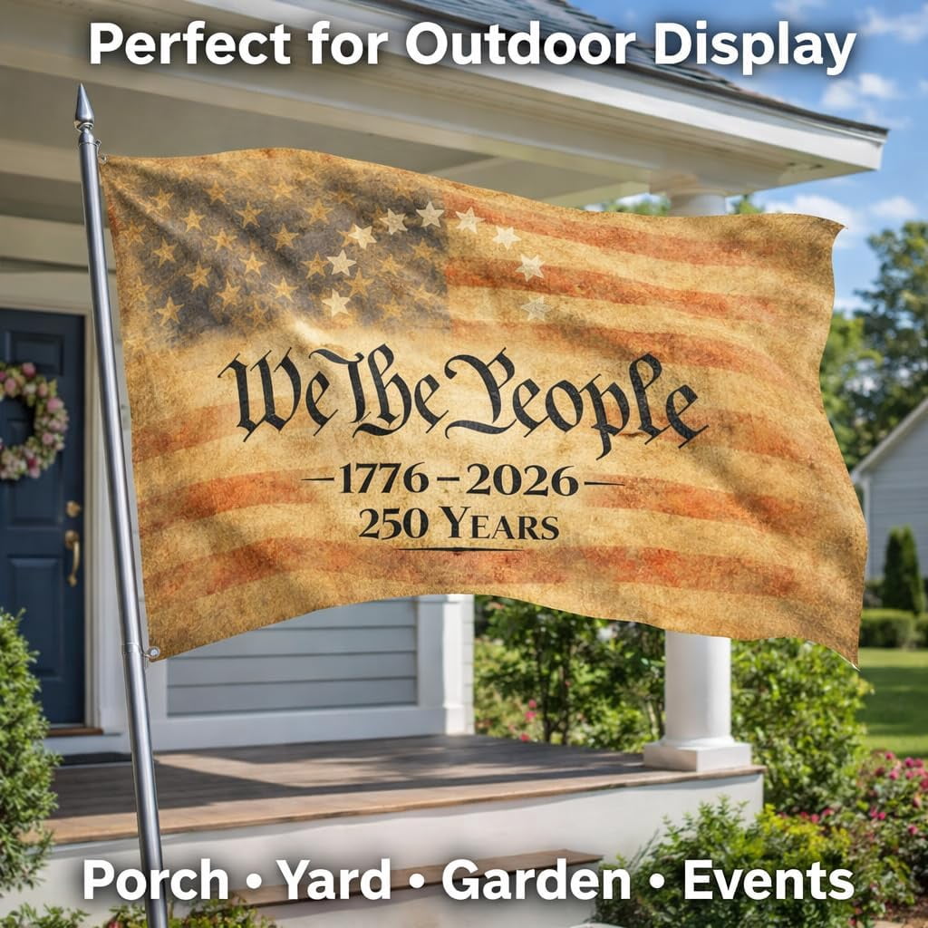KUNPENG 250 Anniversary Usa Outdoor Flag - We The People 1776-2026 Patriotic Yard & House Banner for 4th of July, 2x3 ft