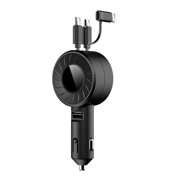 LEEYNEER 3 in 1 Car Charger USB Cable Retractable Charger Adapter USB Type C Multifunctional Car Charger Micro USB for Xiaomi Vivo