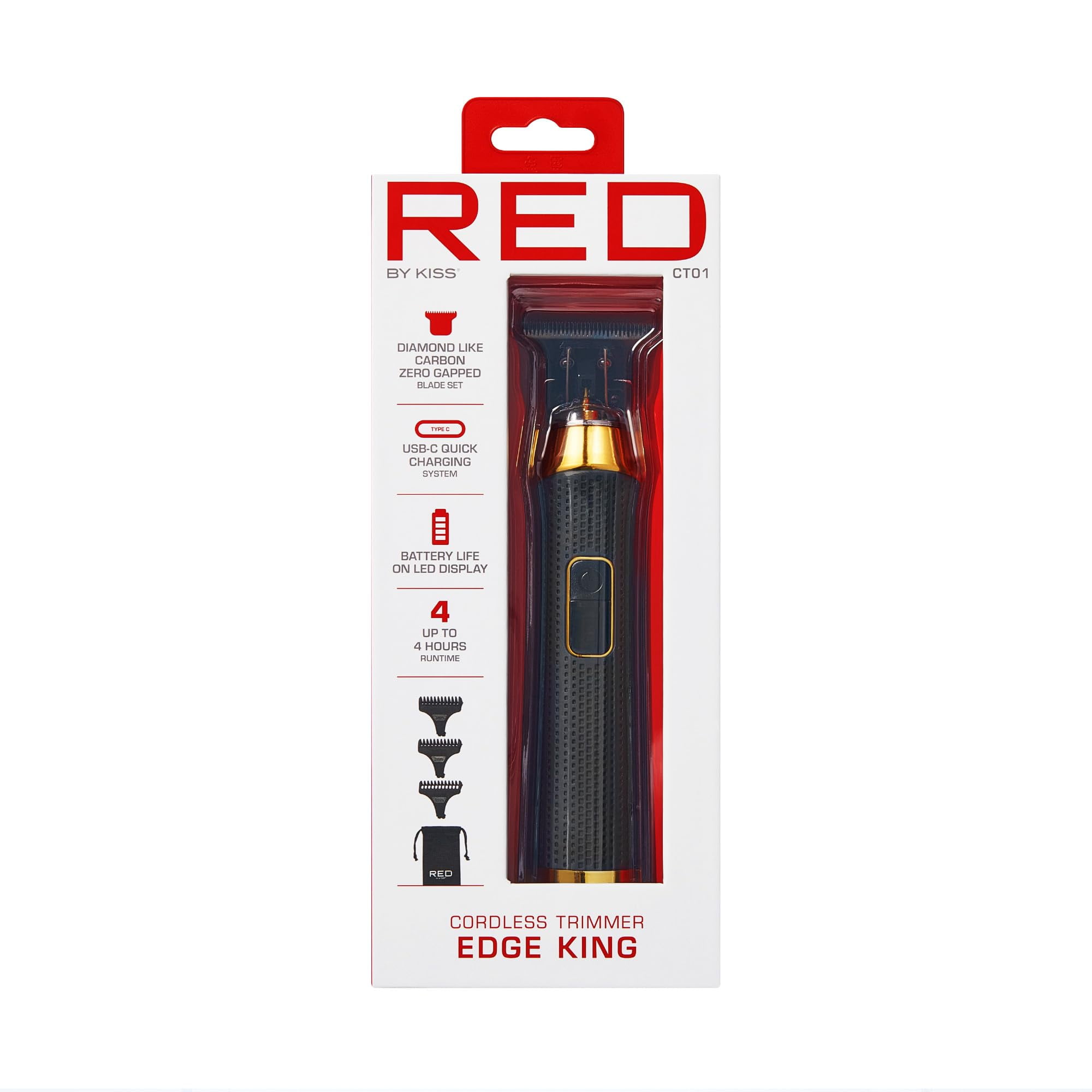 Red by Kiss Edge King Cordless Trimmer, Zero-Gapped DLC
