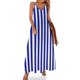 thumbnail image 1 of Vestido sin mangas con estampado deportivo de rayas azules y blancas, vestido de verano, vestido de playa diario, 1 of 7