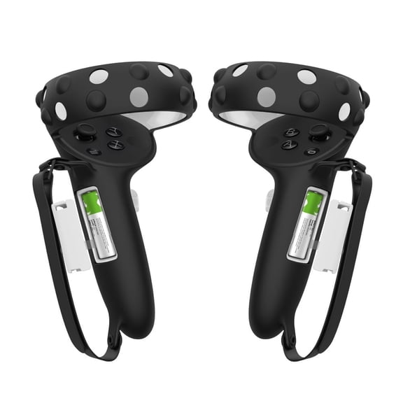 Controller Grips Cover for Oculus Quest 2 / Meta Quest 2, Anti-Throw Strap with Battery Opening, Extended Grips for Large Hands (Black)