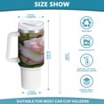 thumbnail image 3 of 40 Oz Car Handle Water Bottle Water Cup Water Bottle Water Jug Coffee Cup Travel Water Bottle A Pink Rose, 3 of 8