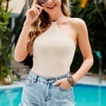 thumbnail image 4 of EQWLJWE Débardeurs Sans Manches pour Femmes Débardeurs d'Été pour Femmes Mode Décontractée Couleur Unie Bloquant Débardeurs Col Rond, 4 of 9
