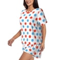 thumbnail image 2 of Lsque Red Blue Polka Dots Women's Short-Sleeved Pajama Set - 2 Piece Soft and Lightweight Sleepwear Set-Medium, 2 of 9