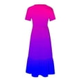 thumbnail image 5 of Penkiiy Women's Summer Casual Short Sleeve Crewneck Dress Casual Flowy Tiered Maxi Beach Dress With Pockets Gradient Print Dress S Multicolor, 5 of 7