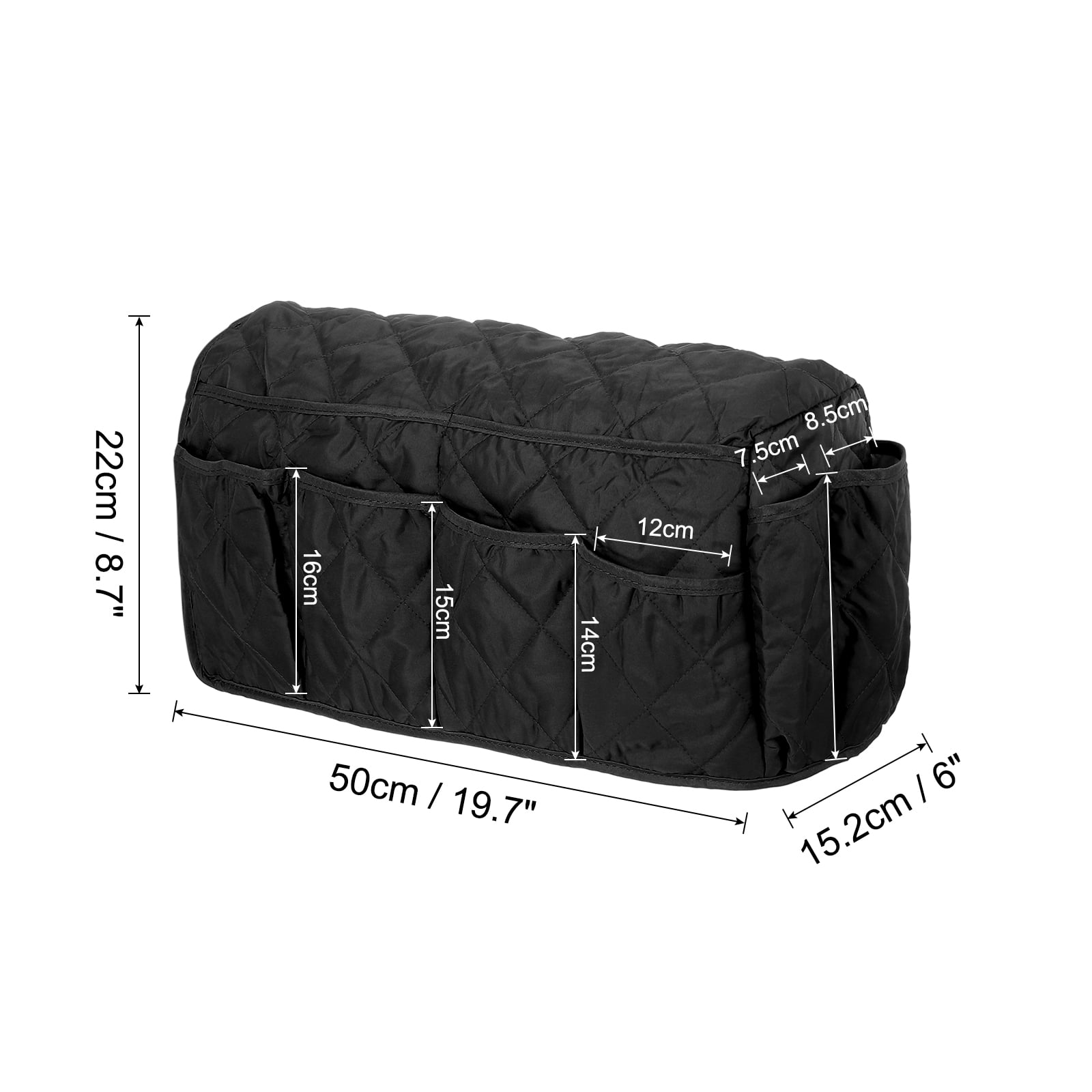 Unique Bargains Cotton Armrest Organizer Non-Slip Caddy for Sofa Couch Black