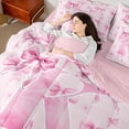 thumbnail image 4 of Castle Fairy Bow Letter Monogrammed K Bedding Comforter Set,Cute Queen Bedding Sets, 4 of 8