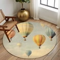 thumbnail image 3 of Vintage Hot Air Balloon Large Area Rugs for Bedroom Living Room, Soft Non Slip Carpet Bedside Rug, Modern Balloon Floating Round Floor Cover Kitchen Accent Rug 7' for Dining Room/Office, 3 of 9
