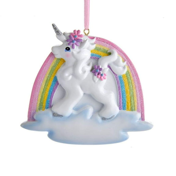 Kurt Adler 4.5-Inch Unicorn with Glittered Rainbow Christmas Ornament