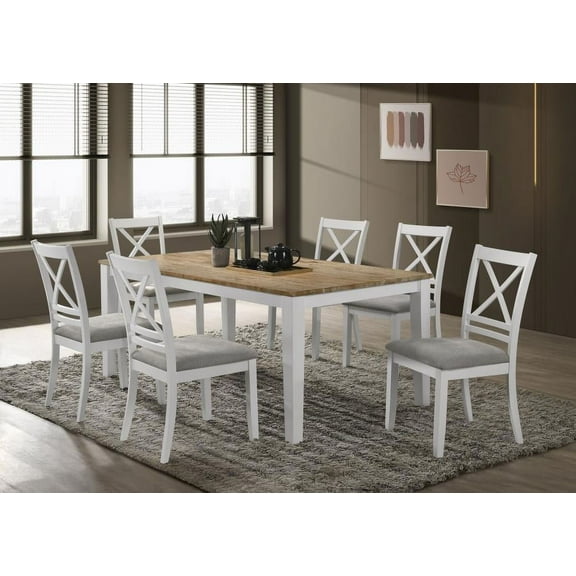 Hollis 7-piece Rectangular Dining Table Set Brown and White