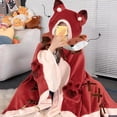 thumbnail image 2 of Halloween Wearable Fox Blanket Hoodie for Adult Women Girls Oversized Hooded Blanket Super Soft Comfortable Warm Cape Cloak Wrap Free Size Fox Costume,D, 2 of 8
