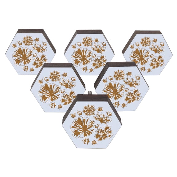 IBA Indianbeautifulart White Engraved Knobs Wooden Cupboard Door Knobs Pull Handle Pack of 10