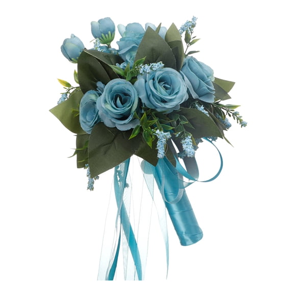 zanvin Home Decor Wedding Bouquets for Bride, Champagne White Rose Bridal Bouquets for Bride, Artificial Flower Bouquet for Wedding, Bridesmaid Bouquets with Silk Ribbon, Valenti