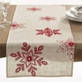 thumbnail image 1 of Saro Lifestyle 70197.R1654B Chemin de Table Brodé Flocons de Neige 16 x 54 Po, Rouge, 1 of 1