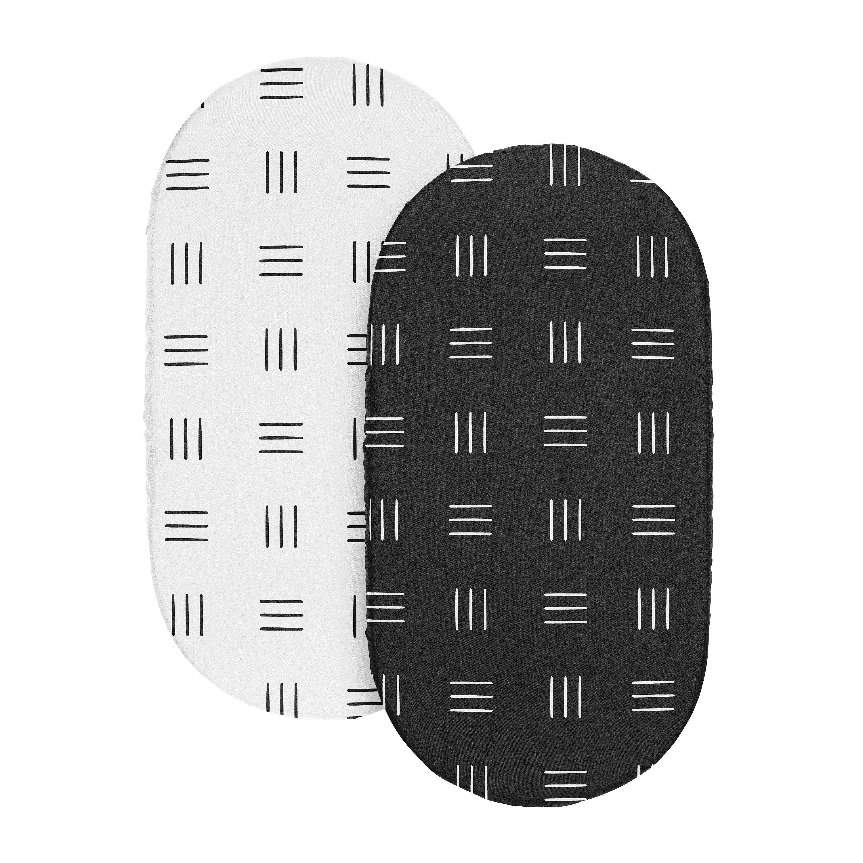 Sweet Jojo Designs Boho Hatch Black and White Baby Bassinet Fitted Sheets 2 Piece Set