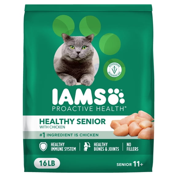 Iams Proactive Health Healthy Senior Dry Cat Food, Chicken Flavor Senior Plus Chicken 16 Pound (Pack of 1)