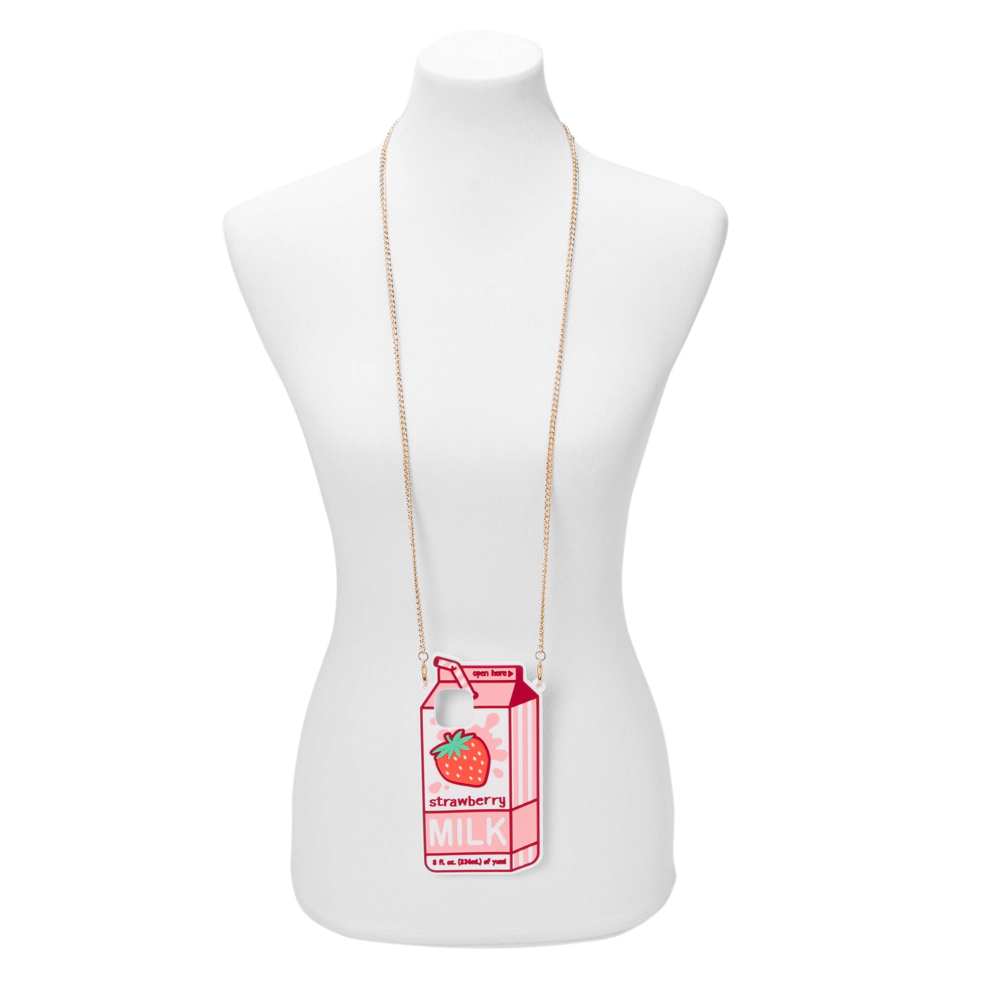 Claire's Silicone Phone Case, Strawberry Milk Design with