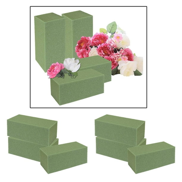 Paquete de 6 ladrillos de espuma floral Bloques de material tierra de espuma para flores artificiales, plantas, bloque de arreglo floral húmedo Verde BLESIY Ladrillo de espuma floral