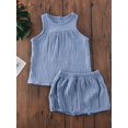 thumbnail image 5 of Spencer Newborn Toddler Baby Girl Summer Solid Color Outfits Sleeveless Tank Top Bloomers Clothes Sets Fit for 0-6M "Blue", 5 of 8