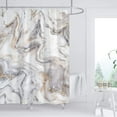 thumbnail image 4 of Abstract Art Marble Shower Curtain Striped Ink Texture Luxurious Stripes Graphic Black White Modern Geometric Herringbone Waterproof Polyester Fabric 72 x 72 Inch 12 Plastic Hooks, 4 of 4
