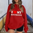 thumbnail image 2 of WREESH I Love My Boyfirend Shirt for Women Fashion Sweatshirt Casual Crewneck Sweatshirt Letter Print Pullover Loose Fit Long Sleeve Tops Loose Blouse Casual Pullover Tops Sweatershirt Red, 2 of 4