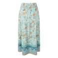 thumbnail image 5 of Women's Bohemian Floral Print Skirt Maxi Flowy Hem Casual High Waist Beach Holiday Vacation Light Green Skirt S, 5 of 7