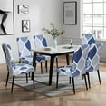 thumbnail image 3 of Dining Room Chair Covers Set of 6, Stretch Parsons Chair Slipcovers Universal Removable Washable Chair Seat Covers Protector for Dining Room, Kitchen, Hotel and Party, Navy Blue Geometric, 3 of 6