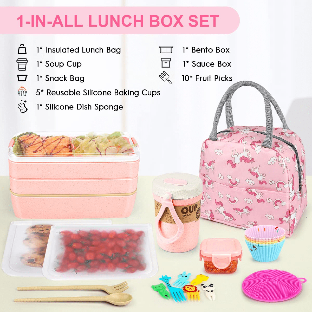 Bento Box Adult Lunch Box and Stackable Snack Containers Set (7 Pack: 3 x  39oz + 2 x 17oz + 2 x 6oz) - Bento Lunch Box for Kids, Bento Boxes for