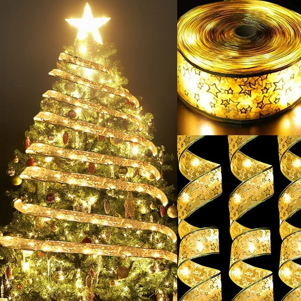Guirnalda de Luces Navideñas Led, 50 Luces Led a Pilas para Árbol de Navidad, Decoración para Fiestas, Decoración Colgante para Interiores y Exteriores