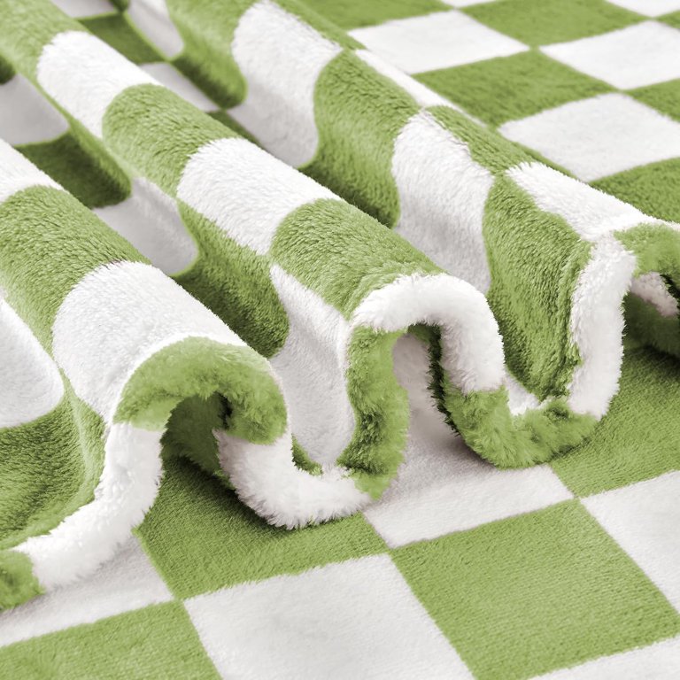 ウェルシュブランケット　グリーンチェック Green Checkered Blanket, Ultra Soft Fleece Checkered Throw Blanket