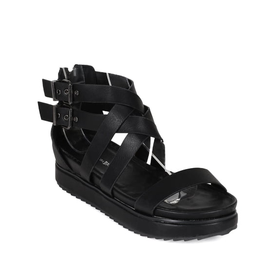 Nature Breeze CC58 Women Leatherette Open Toe Strappy Flatform Flat Sandal