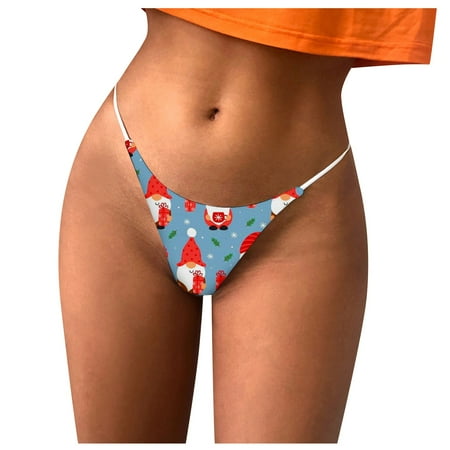 

Knosfe Christmas Print Thong Underwear Women s Low Waisted Sexy Stretch Breathable Panties