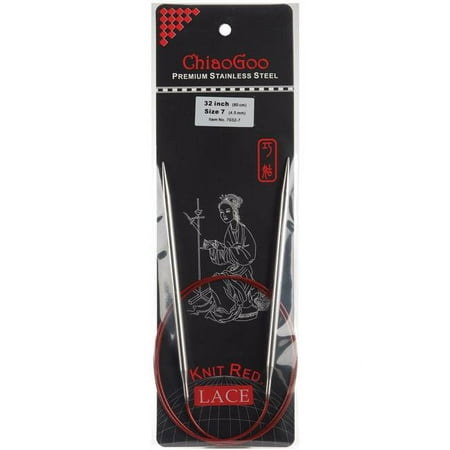 UPC: 0812208027648 | CHIAOGOO 32-Inch Red Lace Stainless Steel Circular Knitting Needles  9/5.5mm