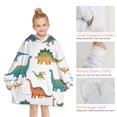thumbnail image 6 of White Realistic Dinosaurs Pattern Blanket Hoodies for Kids 6-13YR Oversize Wearable Blanket Hoodies for Boys Girls Teens, 6 of 7
