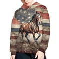 thumbnail image 5 of Xoenoiee Pullover Hoodies Grunge American Flag Horse Print Boys Hoodies Hooded Sweater for Kids Long Sleeve Clothing Cosy Athleticwear with Kangaroo Pocket for Fall Winter, S, 5 of 7