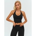 thumbnail image 6 of PISONIC Womens Workout Sets Two Piece Halter Crop Top Matching Straight Leg Pants Gym Work Pilates Outfits, 6 of 6