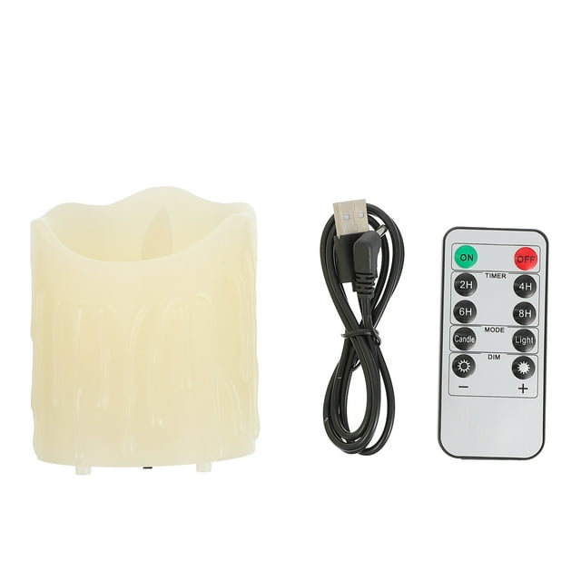1 Set of USB Charging Dimming Atmosphere Decoration LED Candle Light (Beige)